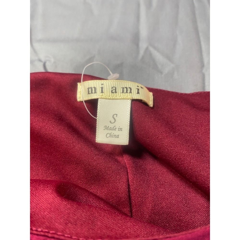 Miami Womens Small Burgundy Boho Crochet Long Sleeve Tunic Blouse Top - Picture 2 of 7